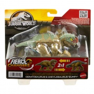 Jurassic World: Fierce Changers - Ceratosaurus &amp; Ankylosaurus verwandelbare Dinosaurier-Spielfigur - Mattel