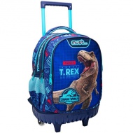 Jurassic World T-Rex dreifach unterteilte, rollende Schultasche, Rucksack 34x20x45cm