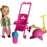 Katie: Grace Baby mit Roller, Kinderwagen und Zubehör, 10 cm