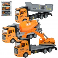 LKW-Fahrer: Schwungrad-Baustellen-LKW 3er-Set 19cm