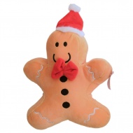 Lebkuchen Plüschfigur mit roter Mütze und Krawatte 24cm