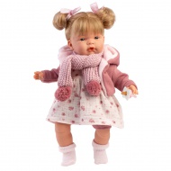 Llorens: Joelle 38 cm große Puppe mit Geräusch in Strickjacke und Schal