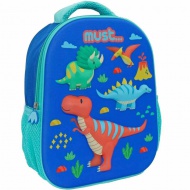 Luna: Dinosauriermuster abgerundeter einteiliger Schulranzen 26x10x32cm