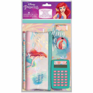 Luna: Disney Prinzessinnen - Ariel Schreibwarenset mit Taschenrechner, 6-teiliges Set