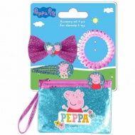 Luna: Peppa Wutz Kosmetiktasche und Haarschmuck-Set 4-teiliges Paket