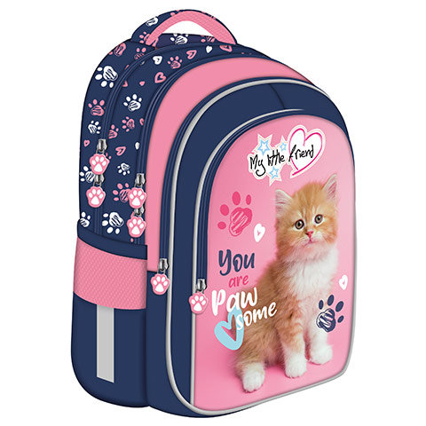 Mein kleiner Freund Ginger Kitty abgerundeter Schulranzen, Rucksack 40x28x18cm