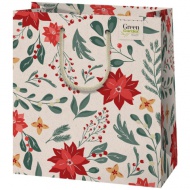 Mittlere Premium-Geschenktasche mit Blumenmuster 18x23x10cm