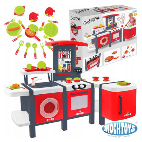 Mochtoys: Cooking Studio XXL Spielküche mit 28 Zubehörteilen 141x68x101cm