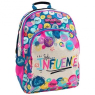 Must... Influence abgerundeter dreifach unterteilter Schulranzen, Rucksack 33x16x45cm