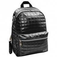 Must... Pearl schwarze gesteppte Schultasche, Rucksack 26x14x36cm