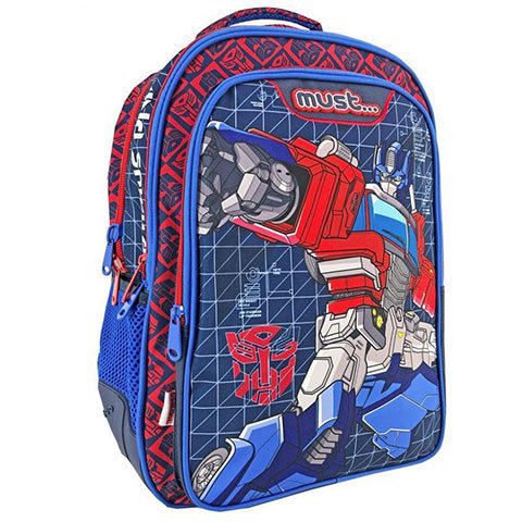 Must... Transformers dreifach unterteilte, abgerundete Schultasche, Rucksack 32x18x43cm