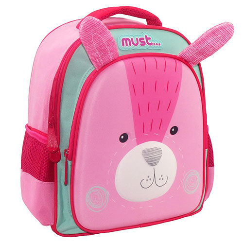 Must: 3D-Hasen-Muster Kindergarten-Rucksack mit zwei Fächern 27x10x31cm