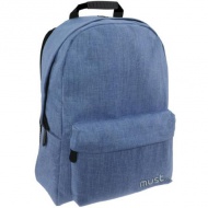 Must: Blaue Monochrome Jeans Schultasche, Rucksack 32x17x42cm