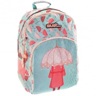 Must: Dreifächeriger Schulranzen mit Regenschirm, Rucksack 33x16x45cm