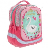 Must: Ergonomischer Schulranzen mit drei Fächern, rosa mit Schwan, Rucksack 30x16x42cm