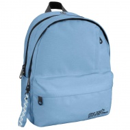 Must: Hellblauer, abgerundeter Schulranzen mit vier Fächern, Rucksack 32x19x42cm