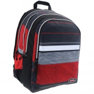 Must: Rot-Schwarz 2-in-1 vierfach unterteilte Schultasche, Rucksack 47x25x33cm