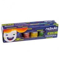 Nebulo: Farbige Temperafarben im 25ml Tiegel, 6er-Set