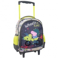 Peppa Wutz Wheels on fire rollender Kindergartenrucksack 27x10x31cm