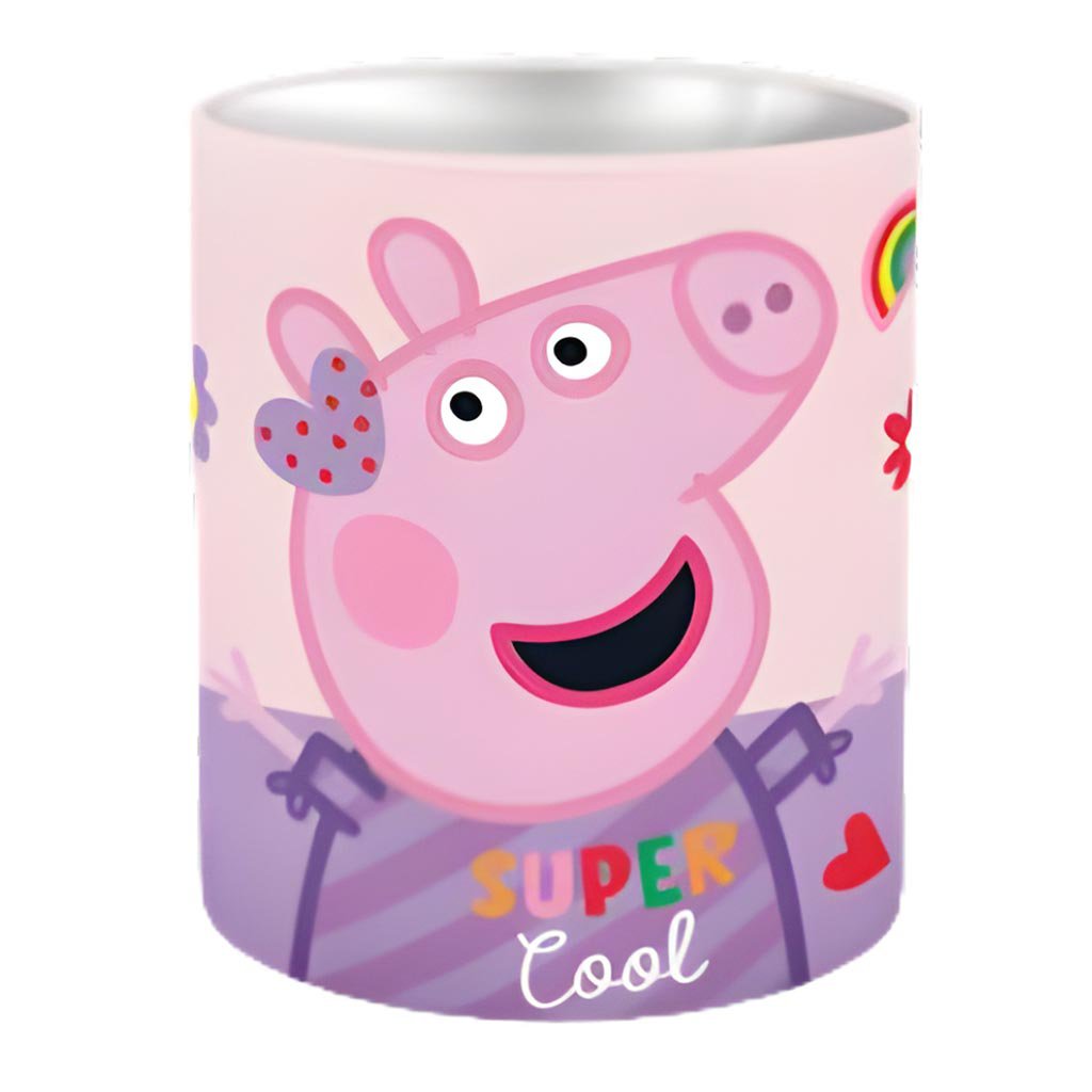 Peppa Wutz zylinderförmiger Metall-Schreibtisch-Stiftehalter 10x11cm