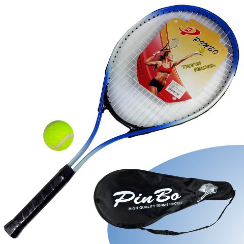 PinBo 63 cm Metall-Tennisschläger mit Tennisball in Tragetasche