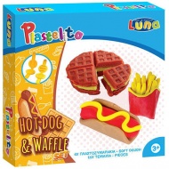 Plastelito Hot-Dog und Waffel Knetset mit Formen