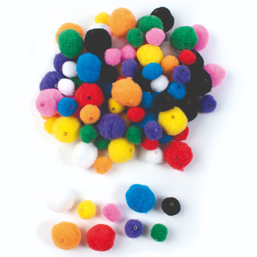 PlayBox: 200 Stück farbiges Pompon-Set