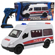 RC ferngesteuerter weißer Polizeibus mit Lichteffekten 2,4GHz 1/12 Maßstab 30cm