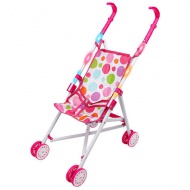 Rosa Kinderwagen mit gepunktetem Muster und Lichtern