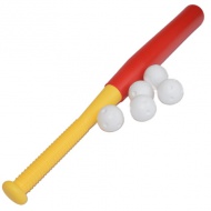 Rotes Kunststoff-Baseballschläger-Set mit Bällen 56cm