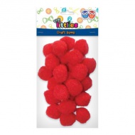 Rotes Pompon-Set 15mm 60 Stück