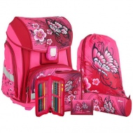 Spirit: Blumenmuster, LED-Schulranzen, Rucksack 5-teiliges Set