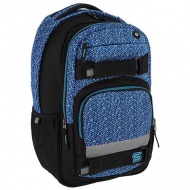 Spirit: Campus schwarzer und blauer abgerundeter Schulranzen, Rucksack 46x33x22cm