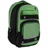 Spirit: Campus schwarzer und grüner abgerundeter Schulranzen, Rucksack 46x33x22cm