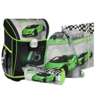 Spirit: Cool Racer Monster Sportwagen ergonomischer Schulranzen, Rucksack 4-teiliges Set