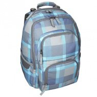 Spirit: E-Bag blau kariert abgerundeter Schulranzen, Rucksack 46x34x22cm