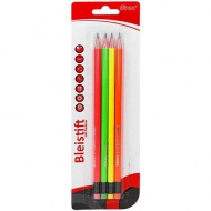 Spirit: Fluo Graphitstift mit Radiergummi 4er-Set