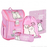 Spirit: Happy Cat rosa 4-teiliges Schulranzen-Set 38x28x17cm