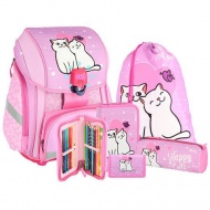 Spirit: Happy Cats Muster, LED-Schulranzen, Rucksack 5-teiliges Set