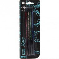 Spirit: Nature HB Bleistift mit nicht-figurativen Blattmustern, 4er-Set