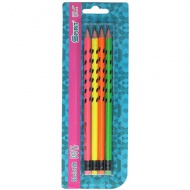 Spirit: Neon Dosts dreieckiger HB-Bleistift mit Radiergummi, 4er-Set