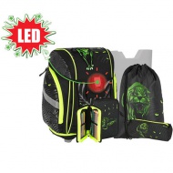 Spirit: Panther 3D-Muster, LED-Klett-Schulranzen, Rucksack 5-teiliges Set