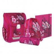 Spirit: Schmetterling mit Blume 4-teiliges Cool ergonomisches Schulranzen-Set