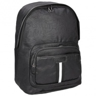 Spirit: Schwarzer Kunstleder abgerundeter Schulranzen, Rucksack 41x33x7,5cm