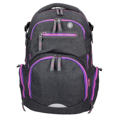 Spirit: Stinger dunkelgrau-lila Premium ergonomischer Schulrucksack 26x32x44cm