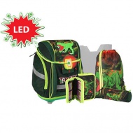 Spirit: T-Rex, 3D-Muster, LED-Schulranzen, Rucksack 5-teiliges Set