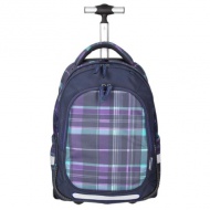 Spirit: Trolley lila kariertes Rollschulranzen-Rucksack