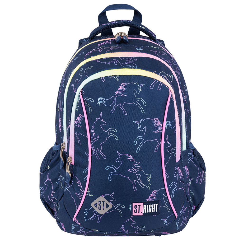 St.Right Dream Einhorn dreifach unterteilte Schultasche, Rucksack 39x27x17cm