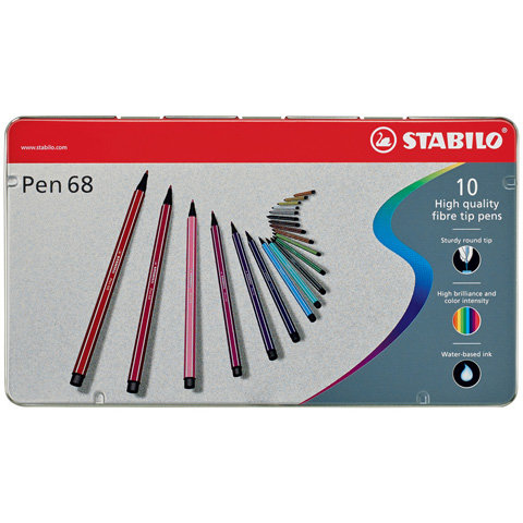 Stabilo: Pen 68 Filzstift-Set in Metalldose, 10 Stück