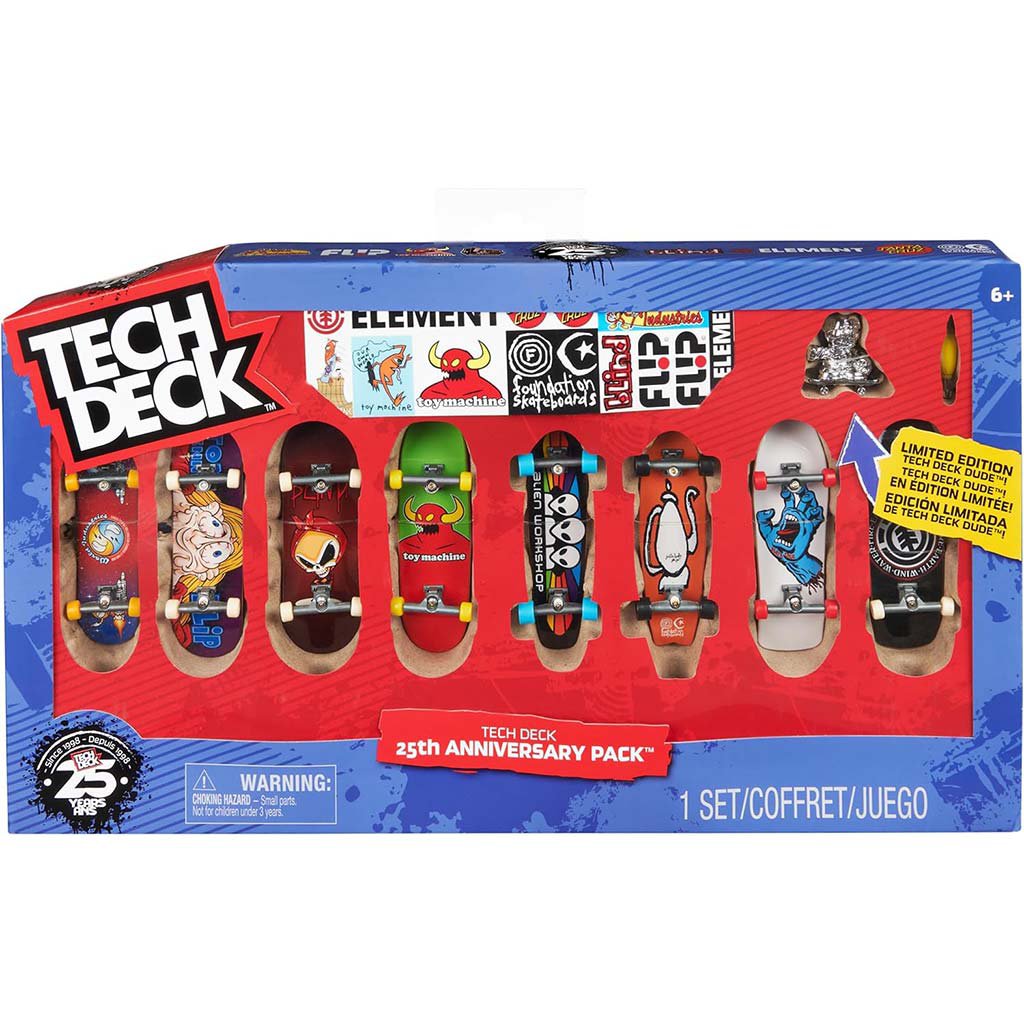 Tech Deck: 25. Jubiläumspaket mit 8 Skateboards und exklusiver Figur - Spin Master